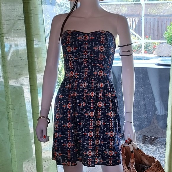 BeBop Dresses & Skirts - Navy Aztec print Romper Dress by BeBop: This is a junior brand: Size M